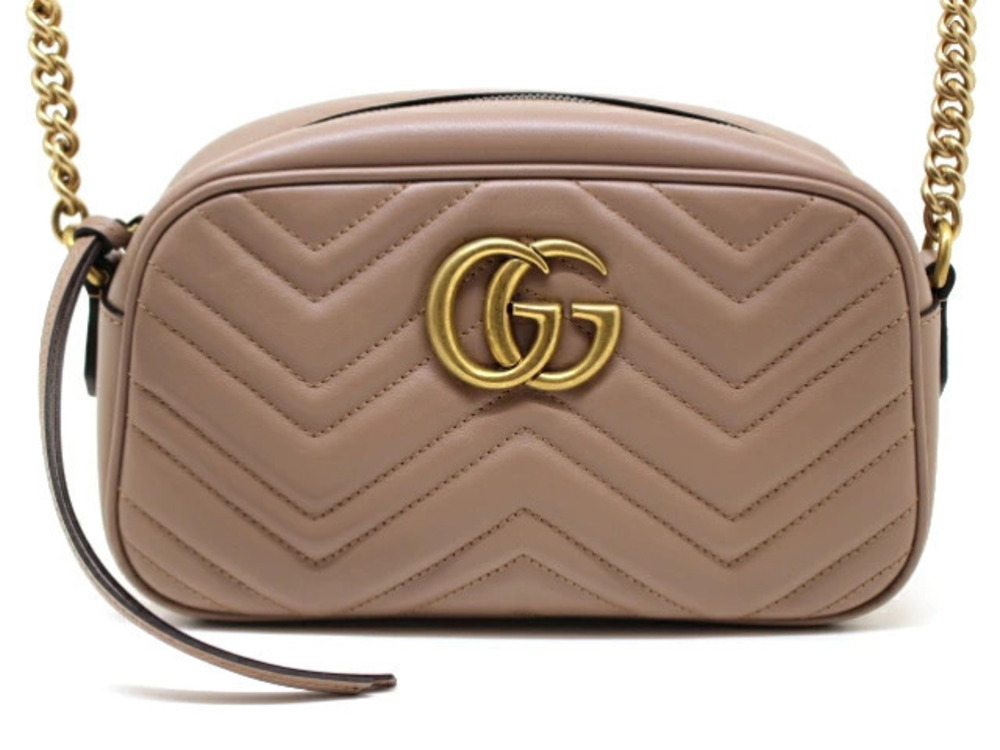 Gucci GG Marmont Quilted Shoulder Bag Beige Cream